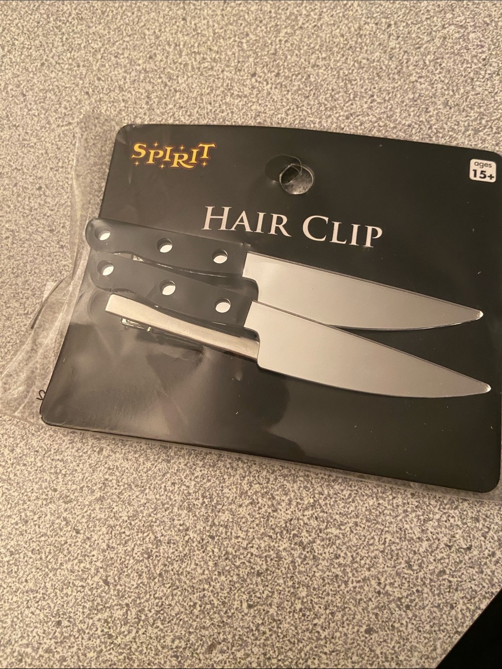 Spirit Black Handle Silver Knife Hair Clips - Set of 2
